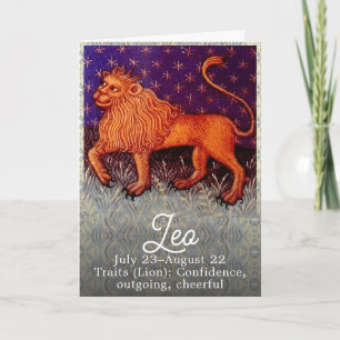 Tarjeta Partido de Cumpleaños del Rótulo Leo Lion Zodiac