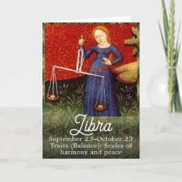 Tarjeta Partido de Cumpleaños del Rótulo Libra Zodiac
