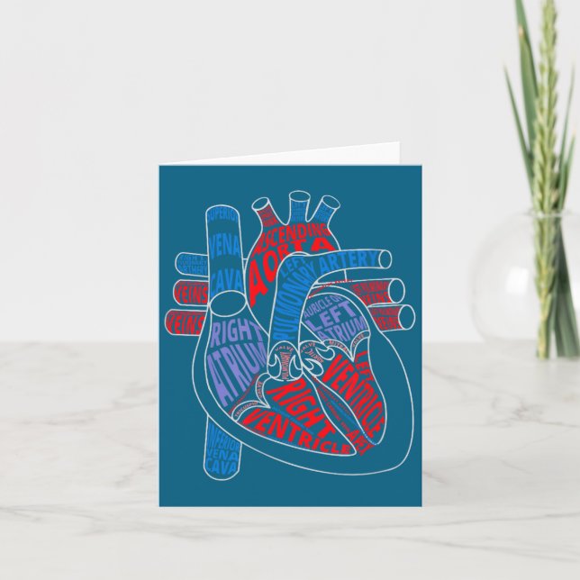 Tarjeta Parts Of Heart Anatomical Heart Gift For Cardiolog (Anverso)