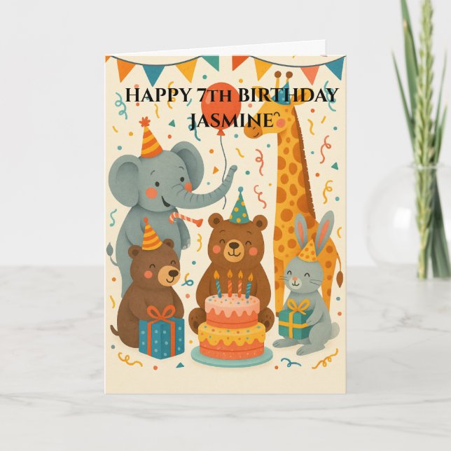 Tarjeta Party Animals Celebrating a Birthday Custom  (Anverso)