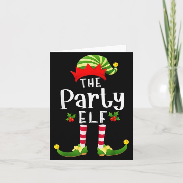 Tarjeta Party Christmas Elf Matching Pajama X-mas Party  (Anverso)
