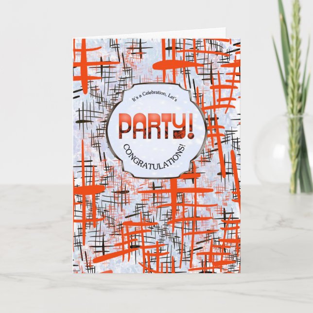 Tarjeta Party! Retro Modern Congratulations Card (Anverso)