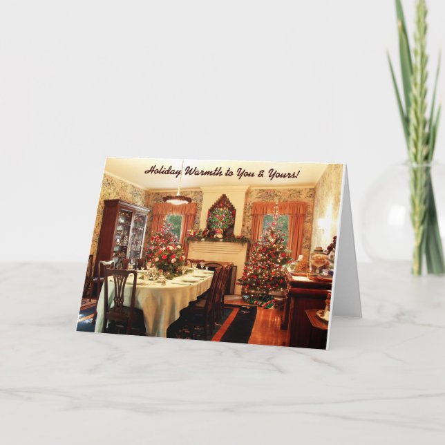 Tarjeta pasada de moda de la cena de navidad (Anverso)