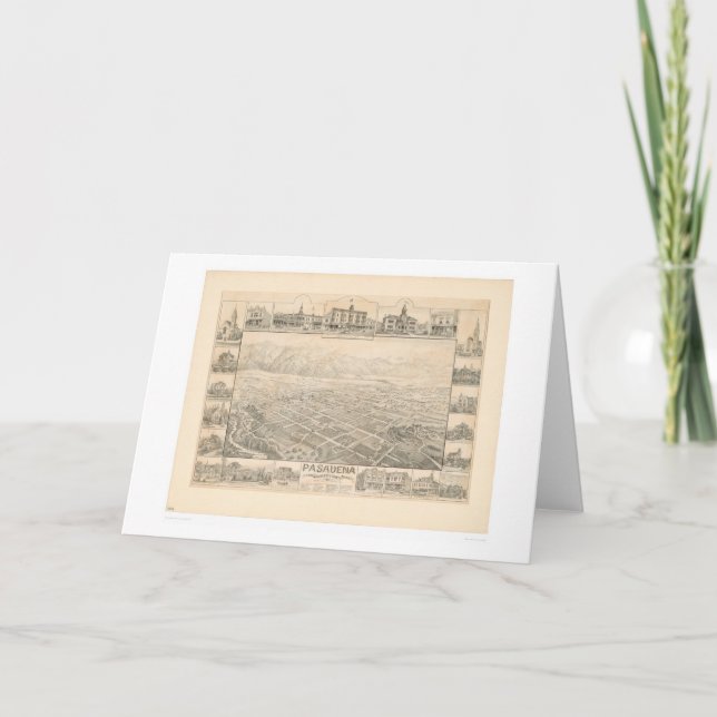 Tarjeta Pasadena, mapa panorámico del CA (1305A) (Anverso)