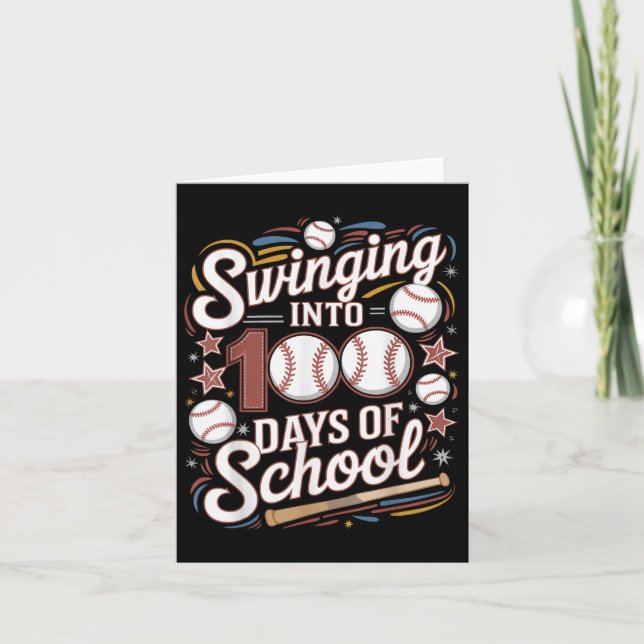 Tarjeta Pasando A 100 Días De Béisbol Escolar (Anverso)