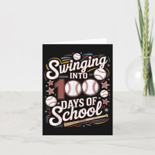 Tarjeta Pasando A 100 Días De Béisbol Escolar