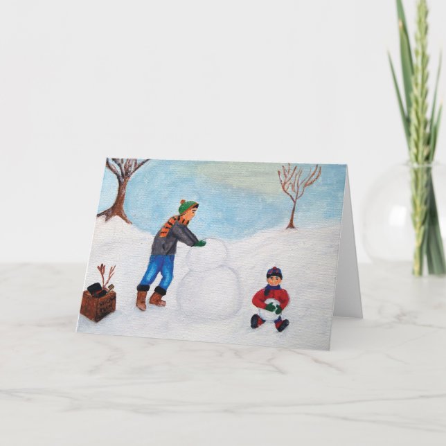 Tarjeta Pasando un día de la nieve junto (Anverso)