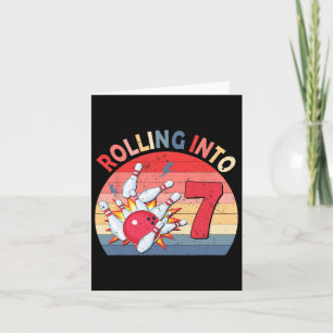 Tarjeta Pasar a 7 Bowling Cumpleaños Niños De 7 Años Pa