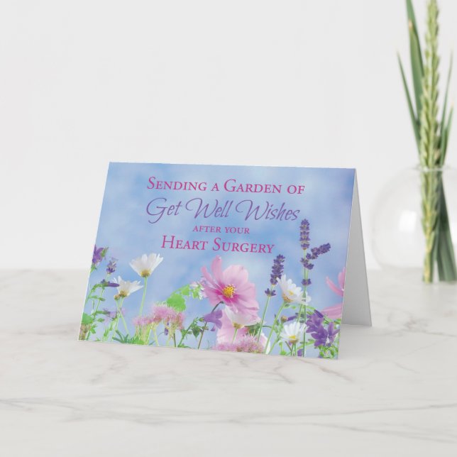 Tarjeta Pasar Bien Después De La Cirugía Cardíaca, Flores  (Anverso)