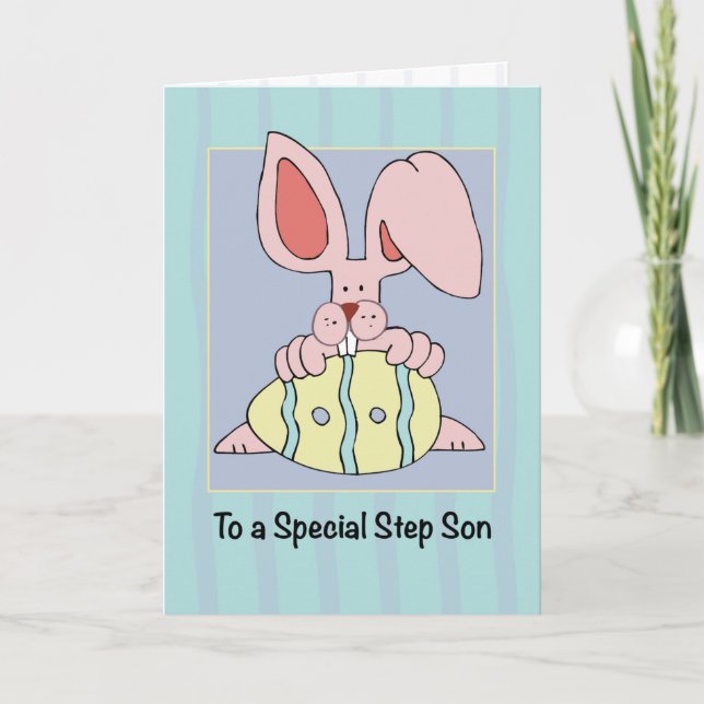 Tarjeta Pasar la Pascua del Hijo con conejito y huevo resi (Anverso)