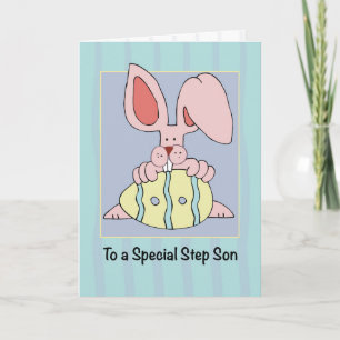 Tarjeta Pasar la Pascua del Hijo con conejito y huevo resi