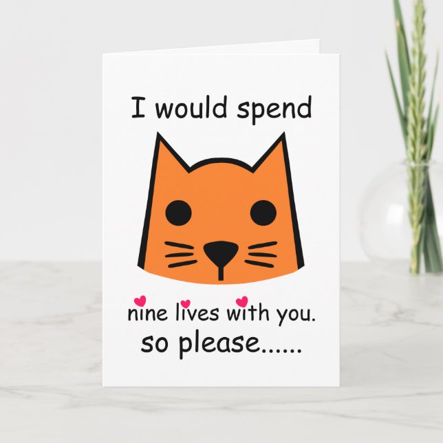 Tarjeta Pasaría 9 vidas con usted gato del el día de San (Anverso)