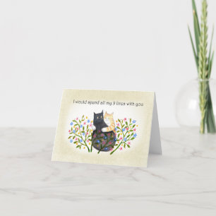 Tarjeta Pasaría mis 9 vidas contigo aniversario de gato