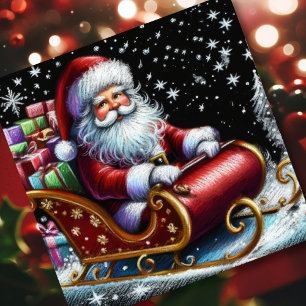 Tarjeta Pasati Navidad Santa Claus Trineo
