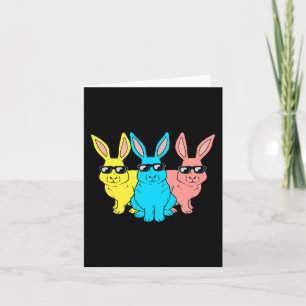Tarjeta Pascua Bunny Hip Hop Trio Bunnies Chicas divertido