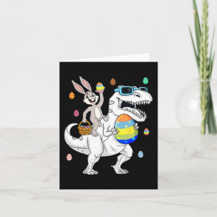 Tarjeta Pascua Bunny Riding T Rex Dinosaur Fun Huevos G