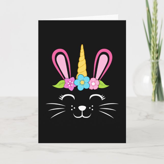 Tarjeta Pascua Bunny Unicorn Huevo de Pascua Huevos Gracio (Anverso)
