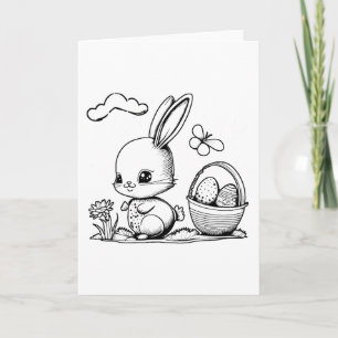 Tarjeta Pascua Conejo De Pascua Colorear Y Pintar Tú Mismo