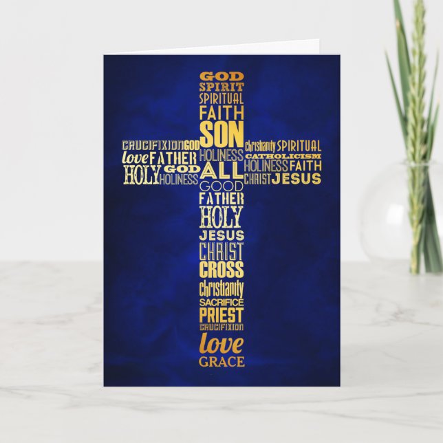Tarjeta Pascua cristiana de la Cruz del Oro (Anverso)