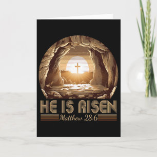Tarjeta Pascua Cristiana Él ha Resucitado Jesús Tumba Vací