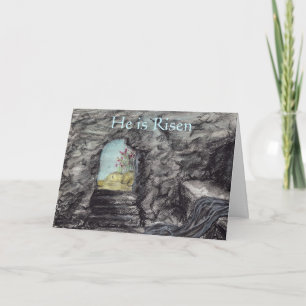 Tarjeta Pascua Cristiana Él ha Resucitado Pintura Tumba Va