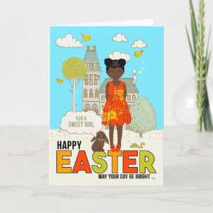 Tarjeta Pascua de Chica afroamericano infantil