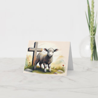 Tarjeta Pascua de Cordero y Madera