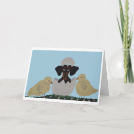 Tarjeta Pascua de Dachshund negro y marrón