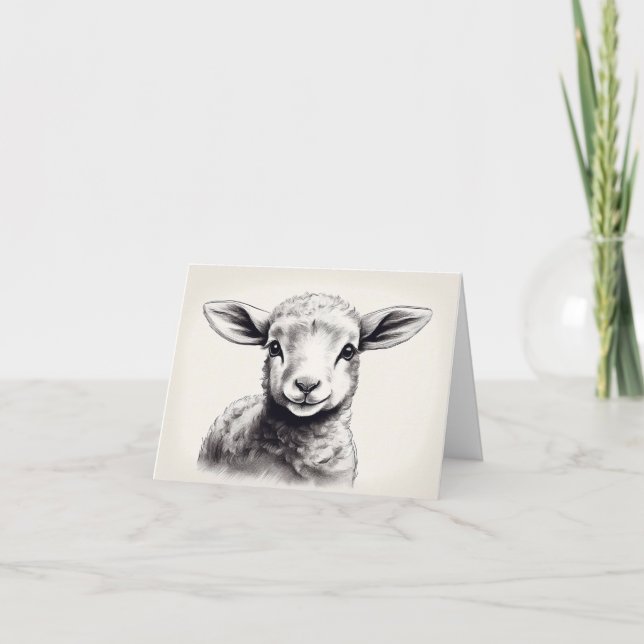 Tarjeta Pascua de Esbozo de Oveja (Anverso)