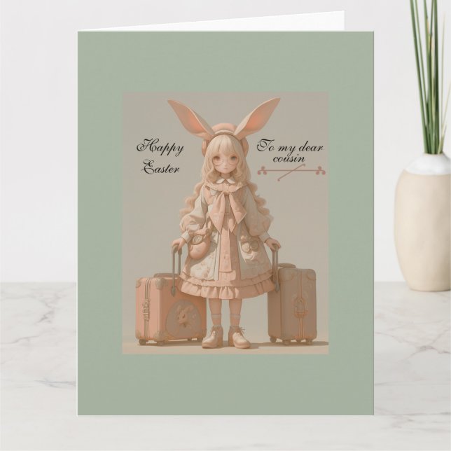 Tarjeta Pascua de primavera vintage, en blanco (Anverso)