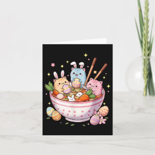 Tarjeta Pascua de Ramen gatos lindo de anime feliz día de 