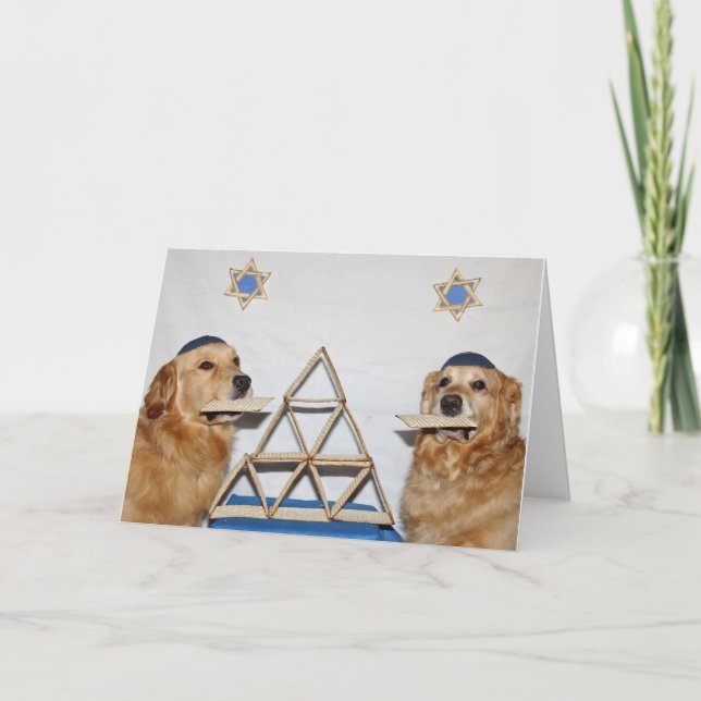 Tarjeta Pascua divertida de Golden Matzo (Anverso)