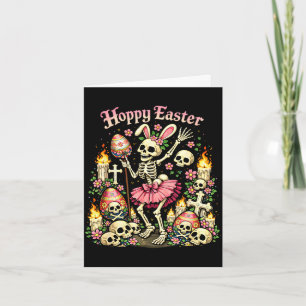 Tarjeta Pascua divertida esqueleto gótico conejo oscuro di