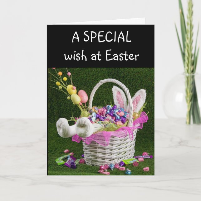 TARJETA "PASCUA" ESPECIAL *HIJA*  DE UN CONEJO ESPECIAL (Anverso)