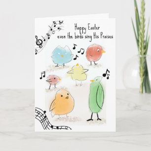 Tarjeta Pascua feliz, hasta los pájaros cantan saludos