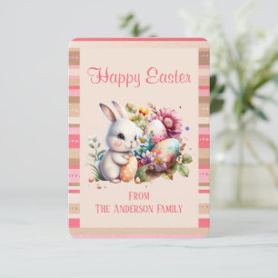 Tarjeta Pascua fronteriza a rayas de conejo