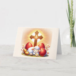 Tarjeta Pascua ortodoxa de cordero durmiente