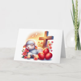Tarjeta Pascua ortodoxa de cordero somnoliento