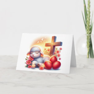 Tarjeta Pascua ortodoxa de cordero somnoliento