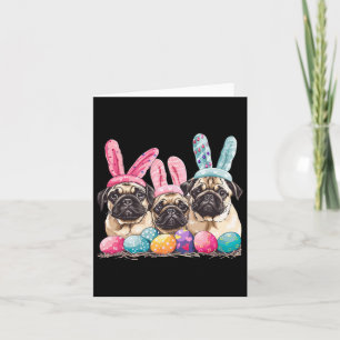 Tarjeta Pascua Pug Dog Pascua Perro Bung Ears Pascua Pascu
