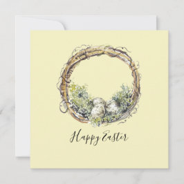 Tarjeta Pascua Rústica de Acuarela y Huevos