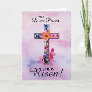 Tarjeta Pascua Sacerdote es una flor acuática de la Cruz d