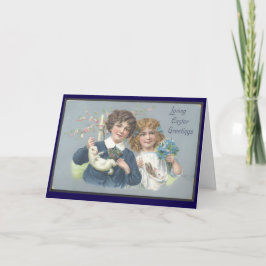Tarjeta Pascua Vintage Retro Saludo Nostalgia Primavera