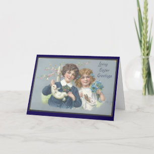 Tarjeta Pascua Vintage Retro Saludo Nostalgia Primavera