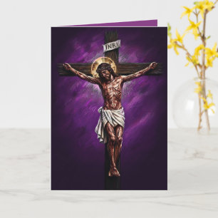 Tarjeta Pascual Bendita Jesús Crucificado Púrpura