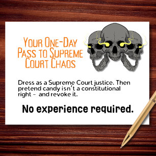 Tarjeta Pase de un día Caos del Tribunal Supremo Halloween