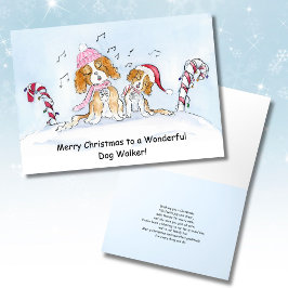 Tarjeta Paseador de Perros Feliz Navidad CKCS Perros