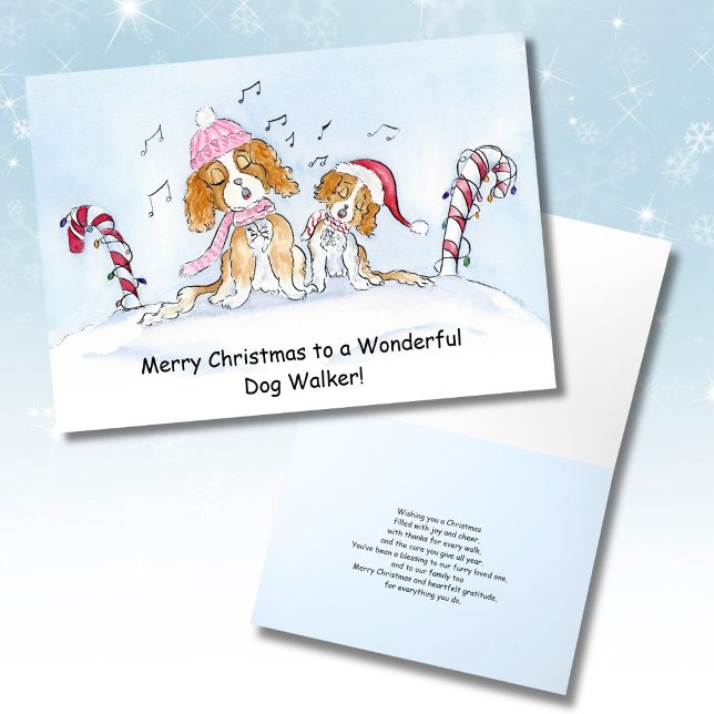 Tarjeta Paseador de Perros Feliz Navidad CKCS Perros (Subido por el creador)