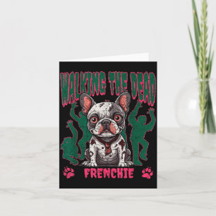 Tarjeta Paseando al Bulldog Francés Muerto Zombie Hallowee