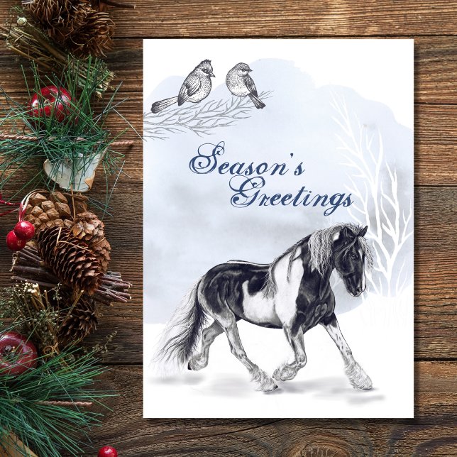 Tarjeta Paseo de caballos en feriado de Navidades de nieve (Subido por el creador)